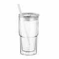 18 OZ Plastic Clear Tumbler With Straw