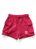 LB Signature Cargo Lounge Shorts - Rose Pink | White Embroidery
