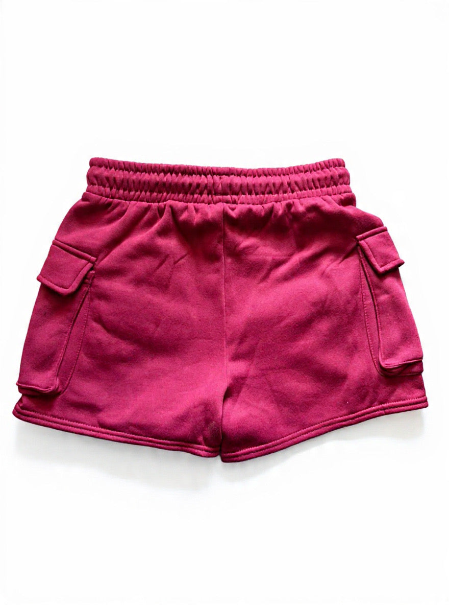 LB Signature Cargo Lounge Shorts - Rose Pink | White Embroidery