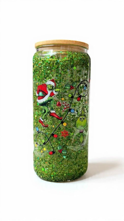 Grinch SnowGlobe 16OZ Glass Cup