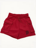 LB Signature Cargo Lounge Shorts - Crimson Red | Black Embroidery