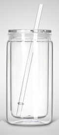 16 OZ Plastic Clear Tumbler With Straw